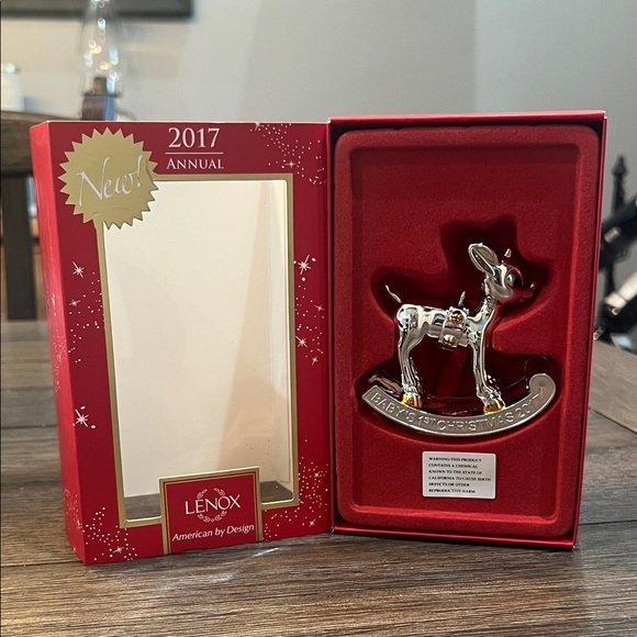 Lenox Silver Baby's First Christmas Ornament 2017 - Picture 4 of 9